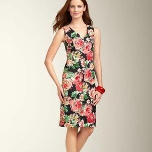 TALBOTS V neck Beautiful Floral Sleeveless Dress - Multicolor- Size 10